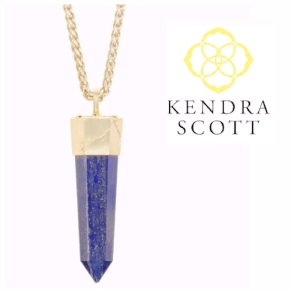 LAST ONE NWT [Kendra Scott] Jayce Long Stone Pendant Necklace, Gold & Blue Lapis - Picture 2 of 5